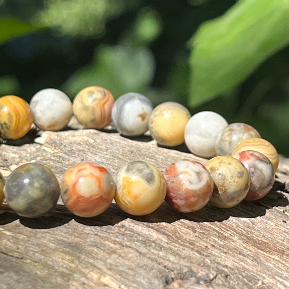 8mm stretchable crazy‎ lace agate bracelet